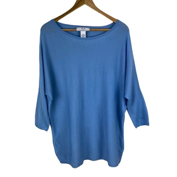 Magaschoni Sweaters - Magaschoni Wool Blend Knit Sweater Women’s Size L Pullover Blue Tunic